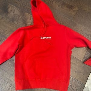 Authentic red supreme box logo hoodie